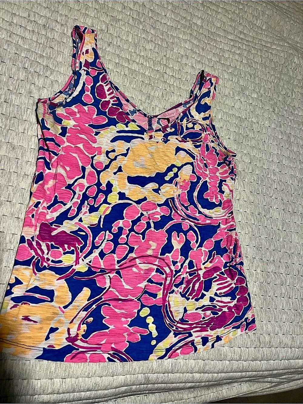 Lilly Pulitzer Floral Tank Top in Pink & Blue Size Small